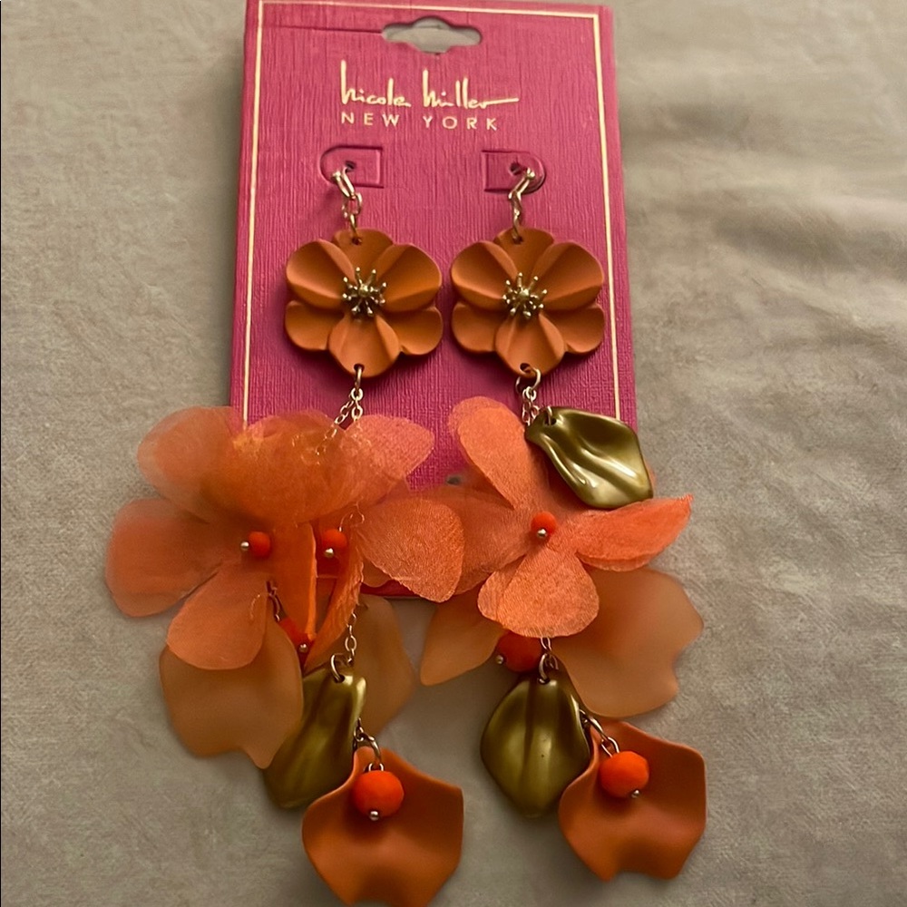 Nicole Miller Gold and Orange Cascade Earrings